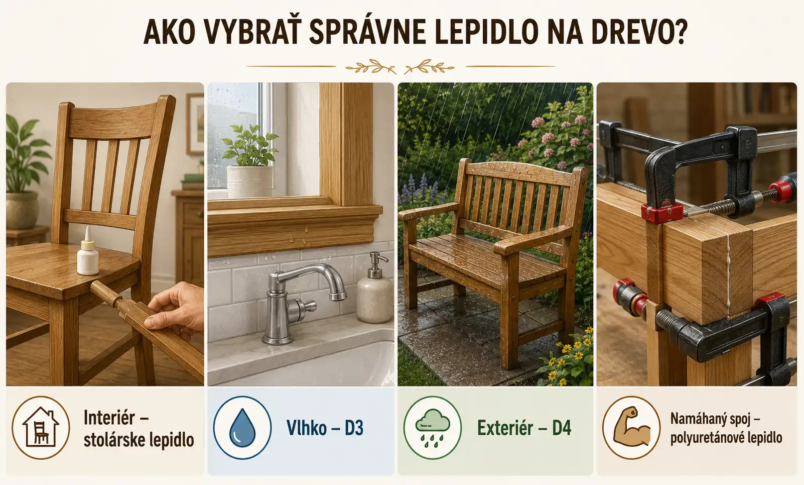 Ako vybrať správne lepidlo na drevo podľa použitia