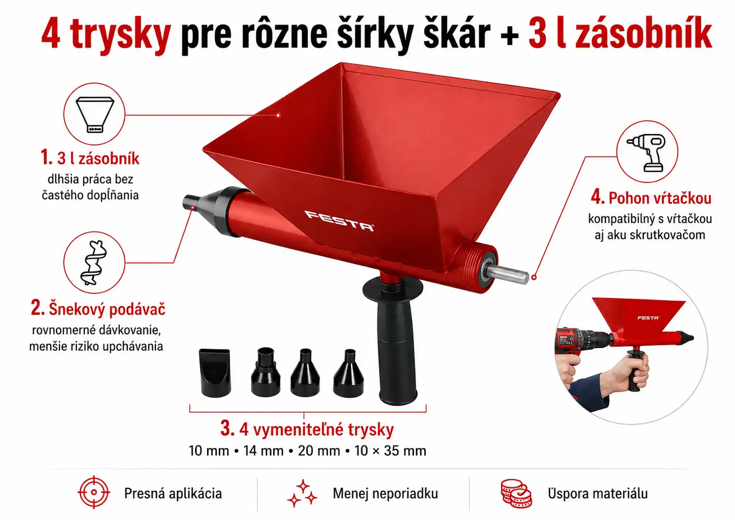 Aplikátor na škárovacie hmoty na vŕtačku FESTA 38045 – galéria 2