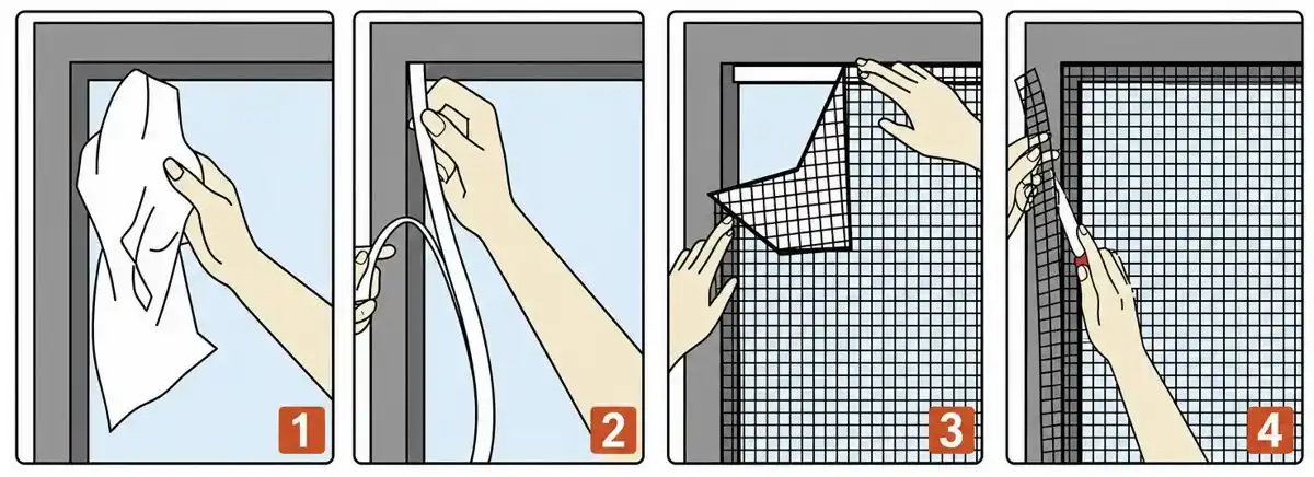 Montážny návod na montáž siete proti hmyzu na okno