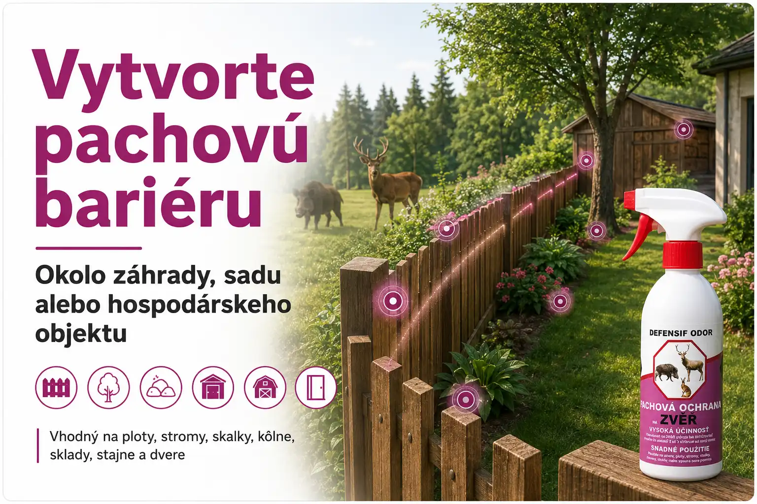 Použitie odpudzovača divej zveri DEFENSIF Odor ZVER 200 ml