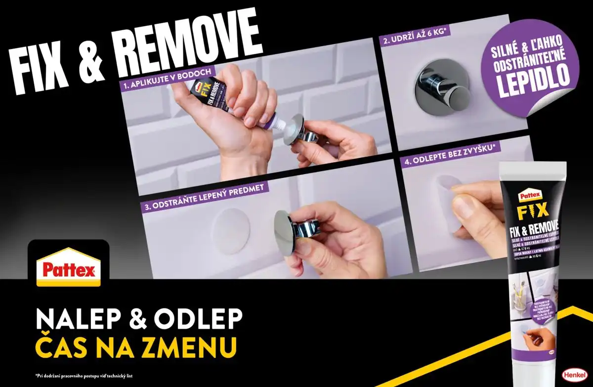 Odstrániteľné montážne lepidlo – detail použitia