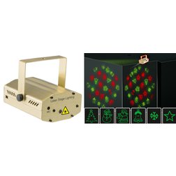 Laserový projektor vianočných motívov, červený a zelený laser