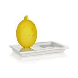 Silikónový kalíšok na vajíčka s tanierikom 13,8x8,8cm COLOR PLUS /žltý, modrý/