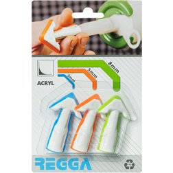 REGGA Aplikačné oblé špičky na akrylový tmel, 3-dielna sada, 3,5,8mm