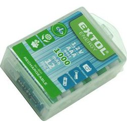 EXTOL Energy Batéria nabíjateľná AAA, 1000mAh, NiMh, 12ks, plastová krabička