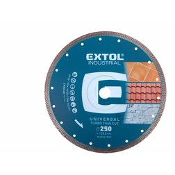 EXTOL Industrial Kotúč rezný diamantový Turbo Thin Cut, 250x25,4mm, suché a mokré rezanie