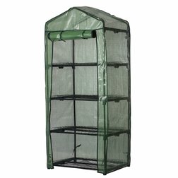 Fóliovník so 4 policami na balkón a terasu 69x49x160cm/16mm, zelená fólia 140g/m2