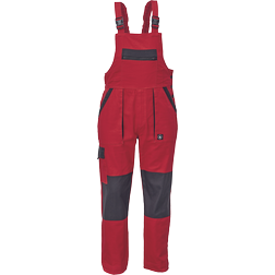 CERVA Montérkové pracovné náprsné nohavice MAX NEO 260g/m2, červené