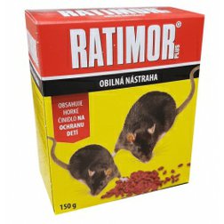 RATIMOR PLUS Obilná nástraha 150g, otrava na potkany a myši s účinnou látkou bromadiolon
