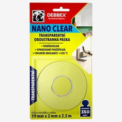 Obojstranná transparentná páska Den Braven DEBBEX Nano Clear 19mmx2,5mx2mm,