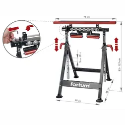 Univerzálny pracovný podstavec FORTUM "koza" 4v1, max. 200 kg - obrázok 3