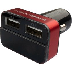 EXTOL Energy Nabíjačka USB do auta, 12-24V, výstup 5V/3,1A, 2xUSB, LCD, účinnosť 95%